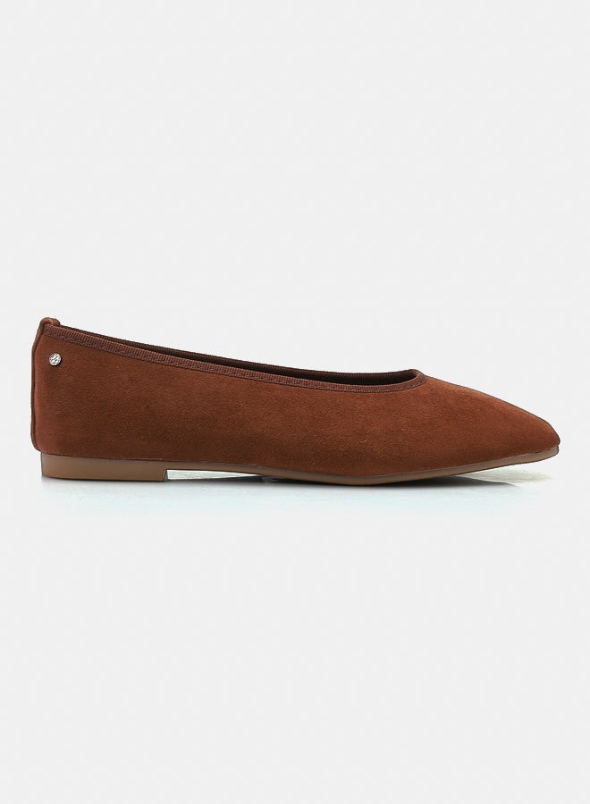 Dejavu Shoes FAN-DVTX-004 Suede Simple And Plain Brown Slip On For Women - Image 2