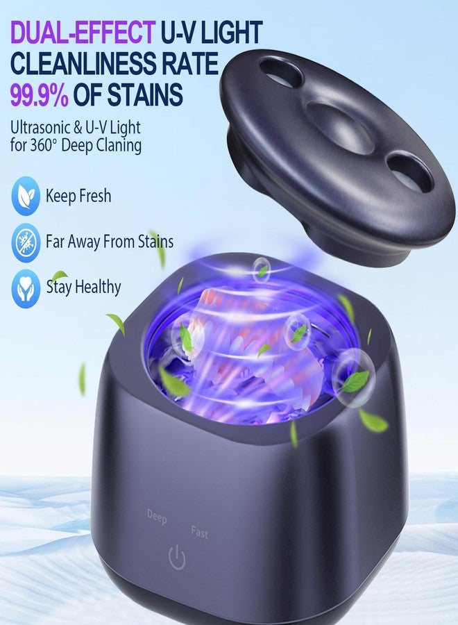 Wekity Ultrasonic Retainer Cleaner, 48kHz Ultrasonic Denture Cleaner with 2 Modes, 250ML Dental Cleaning Pod with Light for Dentures, Mouth Guards, Braces, Toothbrush Heads, Jewelry (Blue - Image 2