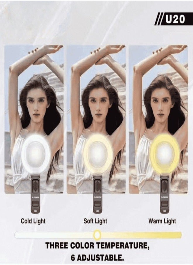 Selfie Light, Mini Ring Light, Small Clip On Ring Light, Portable LED Light for Phone, 3-Level Adjustable Brightness Selfie Light for Phone Selfies, iPad, Laptop, Photography
