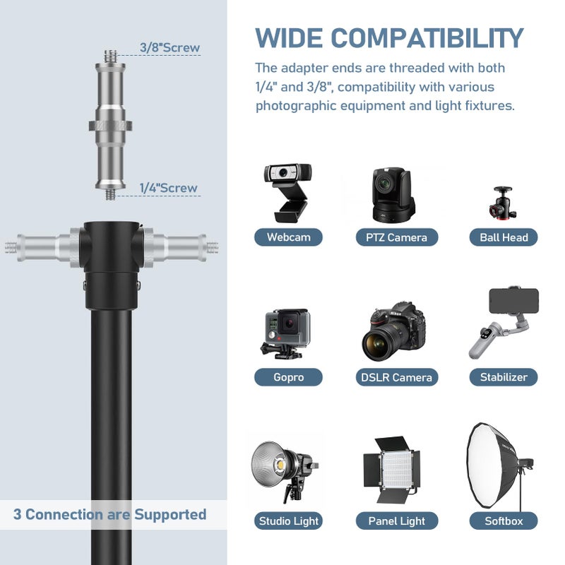 Sdfghj 13.1' Heavy Duty Light Stand Photography, Sdfghj 157.2in/4m Adjustable Metal Professional Sky High Tripod with Air Cushioned with 1/4"& 3/8" Screw Adapter Compatible with Most DSLR Cameras - Image 2