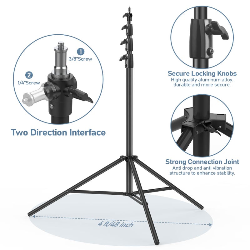 Sdfghj 13.1' Heavy Duty Light Stand Photography, Sdfghj 157.2in/4m Adjustable Metal Professional Sky High Tripod with Air Cushioned with 1/4"& 3/8" Screw Adapter Compatible with Most DSLR Cameras - Image 4