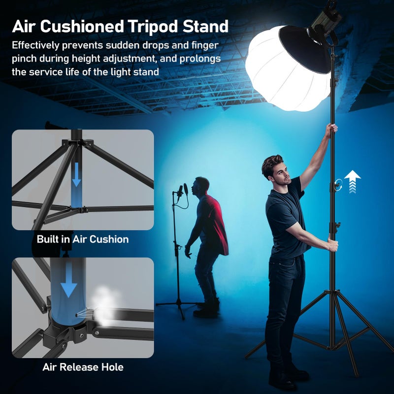 Sdfghj 13.1' Heavy Duty Light Stand Photography, Sdfghj 157.2in/4m Adjustable Metal Professional Sky High Tripod with Air Cushioned with 1/4"& 3/8" Screw Adapter Compatible with Most DSLR Cameras - Image 5