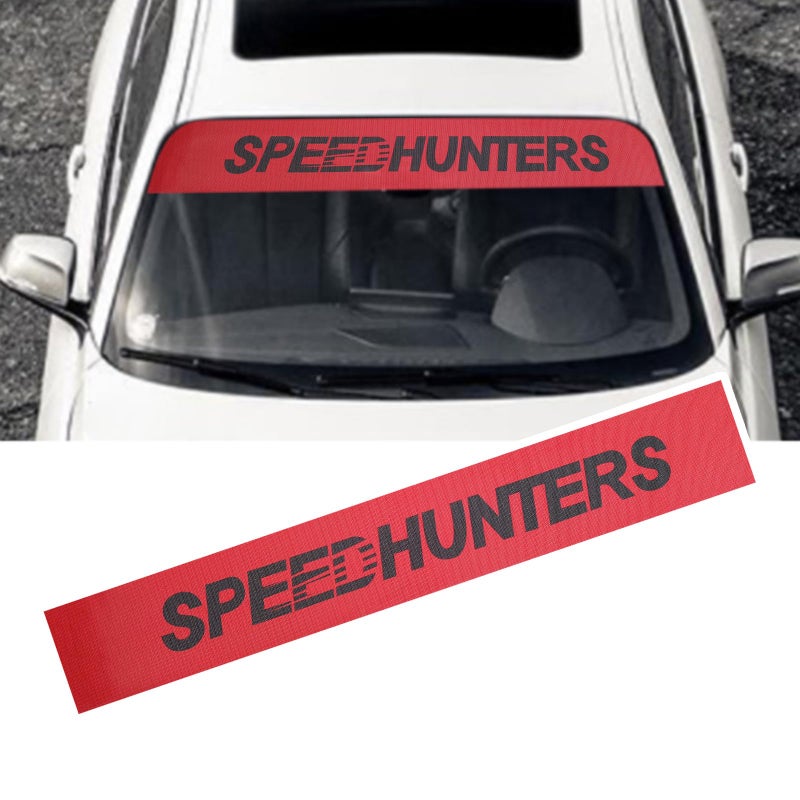 LANZMYAN Front Windshield Decal Vinyl Front Shade Sun Visor Strip Sport Racing Decoration StickerRed BackgroundSpeedhunters - Image 3