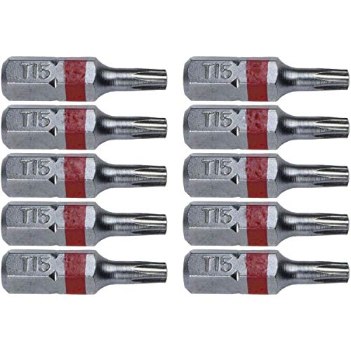 Jake Sales T15 (T-15) Torx/Star Driver Bit - Color Coded T15 x 1" Torx/Star Drive Bit for Screws and Fasteners Requiring T15 (T-15) Size Bits (10 PACK) - Image 1
