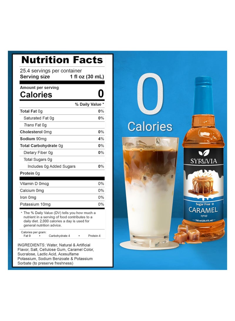 Syruvia Syruvia Sugar Free Caramel Syrup for Coffee 750ml Caramel Flavoring Syrup  - Image 2