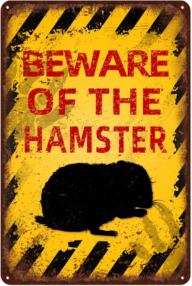 kengtou Vintage Beware of Hamster Metal Sign - Image 1