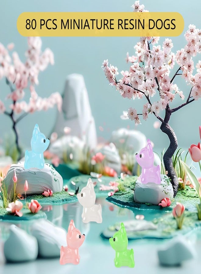 EVERMARKET 80 PCS Tiny Dogs for Crafts Luminous Mini Resin Puppy Dogs Dollhouse Miniatures Mini Animals for Car Fairy Garden Micro Landscaping Plant Decoration (French Bulldog) - Image 4