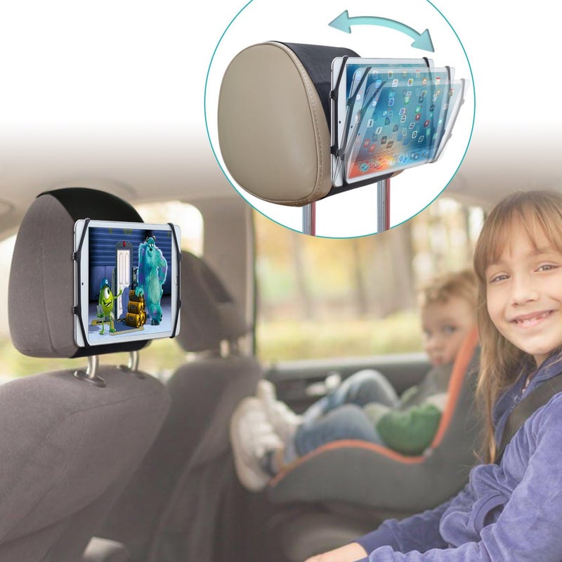 TFY Car Headrest Mount for 710 inch Fire Fire HD Kids Edition Tablets Angle Adjustable Holder with Silicon Holding Net - Image 5