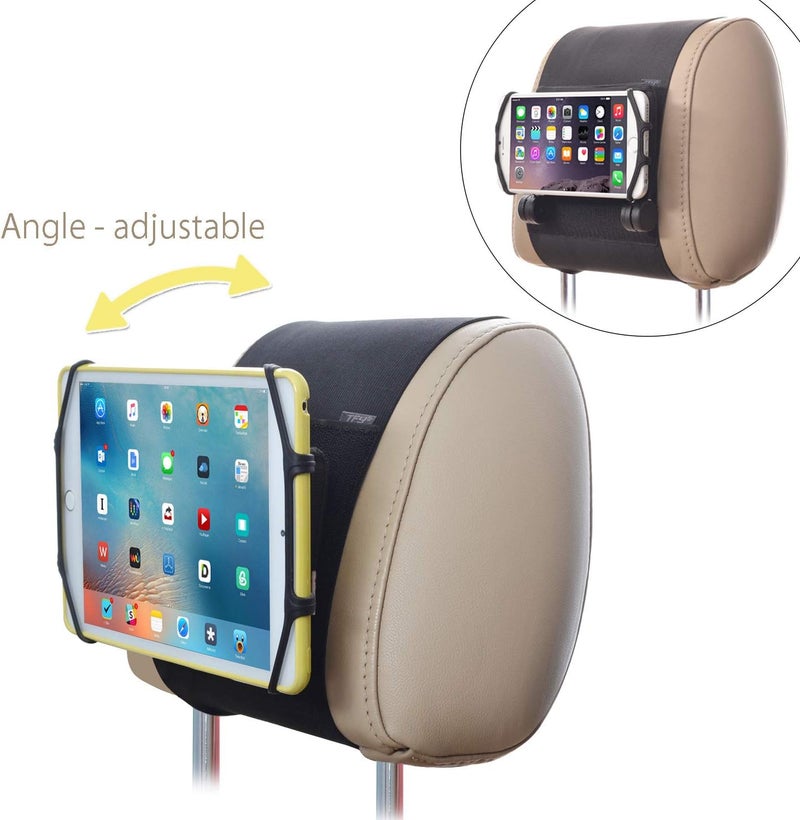 TFY Car Headrest Mount for 710 inch Fire Fire HD Kids Edition Tablets Angle Adjustable Holder with Silicon Holding Net - Image 2