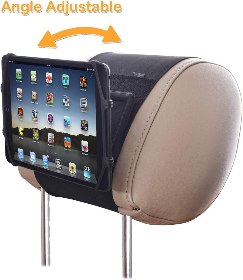 TFY Car Headrest Mount for 710 inch Fire Fire HD Kids Edition Tablets Angle Adjustable Holder with Silicon Holding Net - Image 4