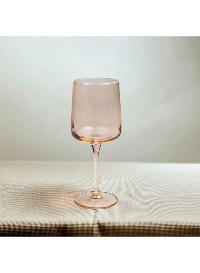 DANUBE HOME Rakle 4-Piece Pink Rim Wine Glass Set - 320ml Soda Lime Glassware for Kitchen & Table Top - Elegant Drinking Glasses for Wine, Cocktails & More