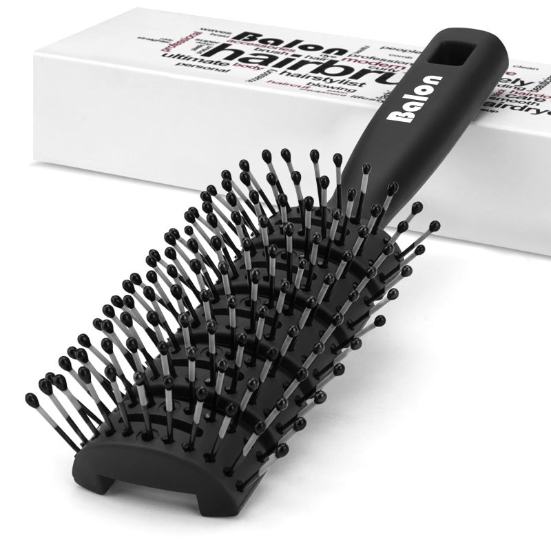 Balon Hair Brush for Women  Men Speed Dry Vent Hair Brushes PainFree Detangling Brush for All Wet or Dry Curly Hair BrushBlack