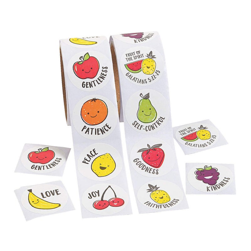 Fun Express Fruit of The Spirit Scented Sticker Roll Bulk Set of 100 1 Roll Rewards and Party Supplies - Image 2