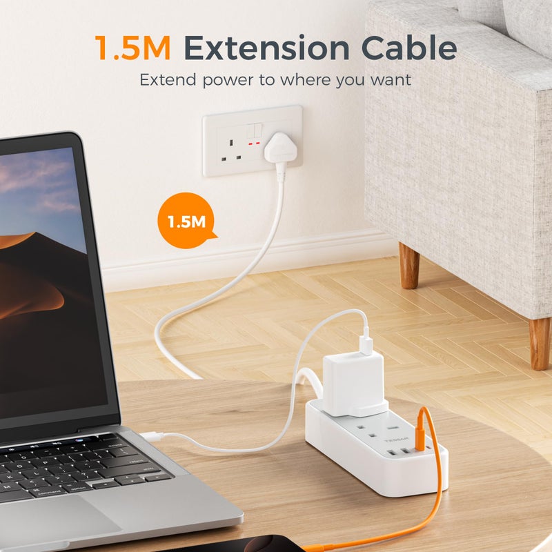 TESSAN 4 Way Shaver Plug Adaptor UK with 4 USB Slots (2 USB C) - Image 5