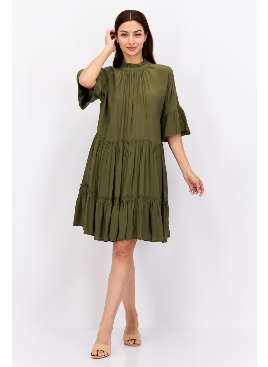 Scotch & Soda Women Plain Mini Dress, Olive  - Image 4
