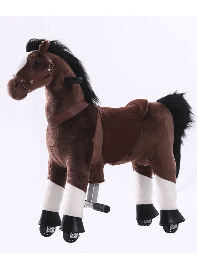 Dark Brown Horse Pony Rideamal Ride-On Cycle Toy For Kids – Mechanical Plush Ride-On With Handlebar Steering, No Battery, Indoor & Outdoor Use, Age 3+ - Image 1