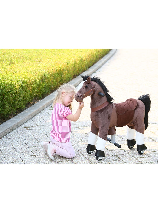 Dark Brown Horse Pony Rideamal Ride-On Cycle Toy For Kids – Mechanical Plush Ride-On With Handlebar Steering, No Battery, Indoor & Outdoor Use, Age 3+ - Image 5