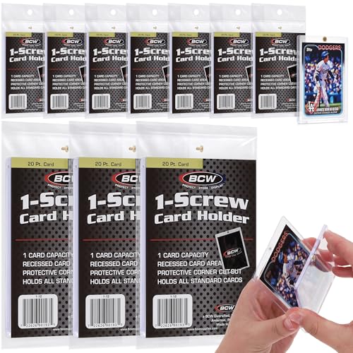 BCW 1 Screw Card Holder 10 Pack 20PT Screw Down Card Holder Standard Trading Card Protector Clear 2Piece Polystyrene Case with Brass Screw - Image 1