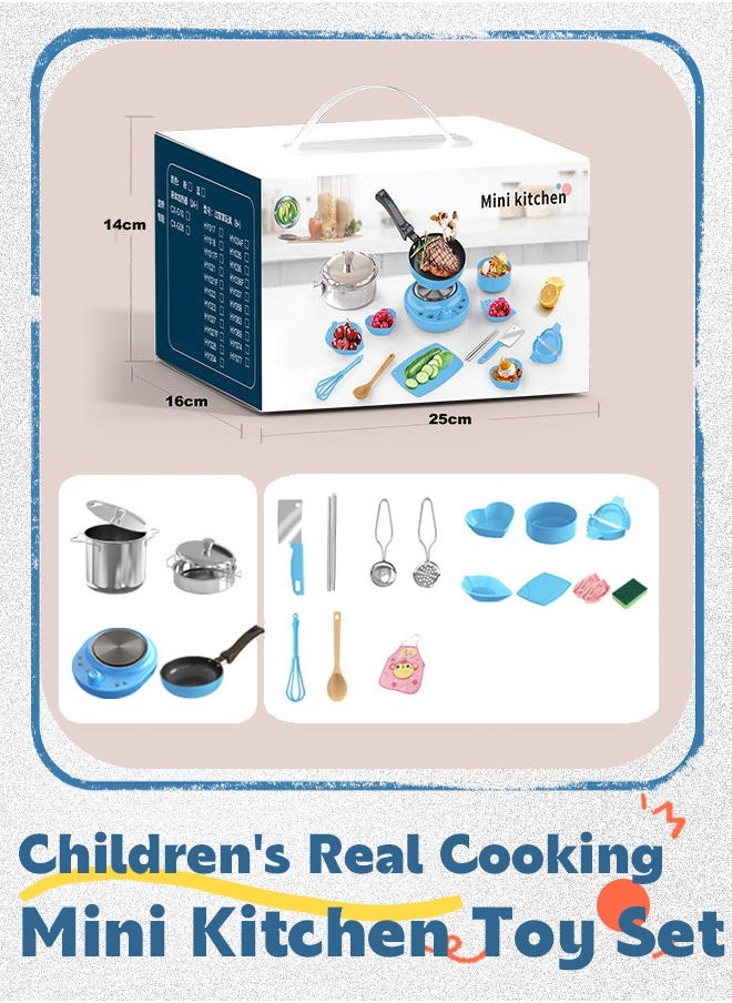Joudiplay 22 pcs A mini kitchen set for real cooking - the complete little chef's playset for kids and babies to learn and play  - Image 2