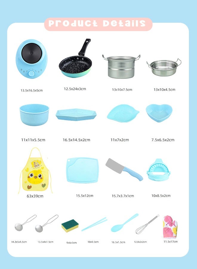 JoudiPlay 22 Pcs Real Cooking Kitchen Set for Kids - Complete Pretend Play Toy with Utensils, Ideal Gift for Girls and Boys to Learn Cooking - Image 3