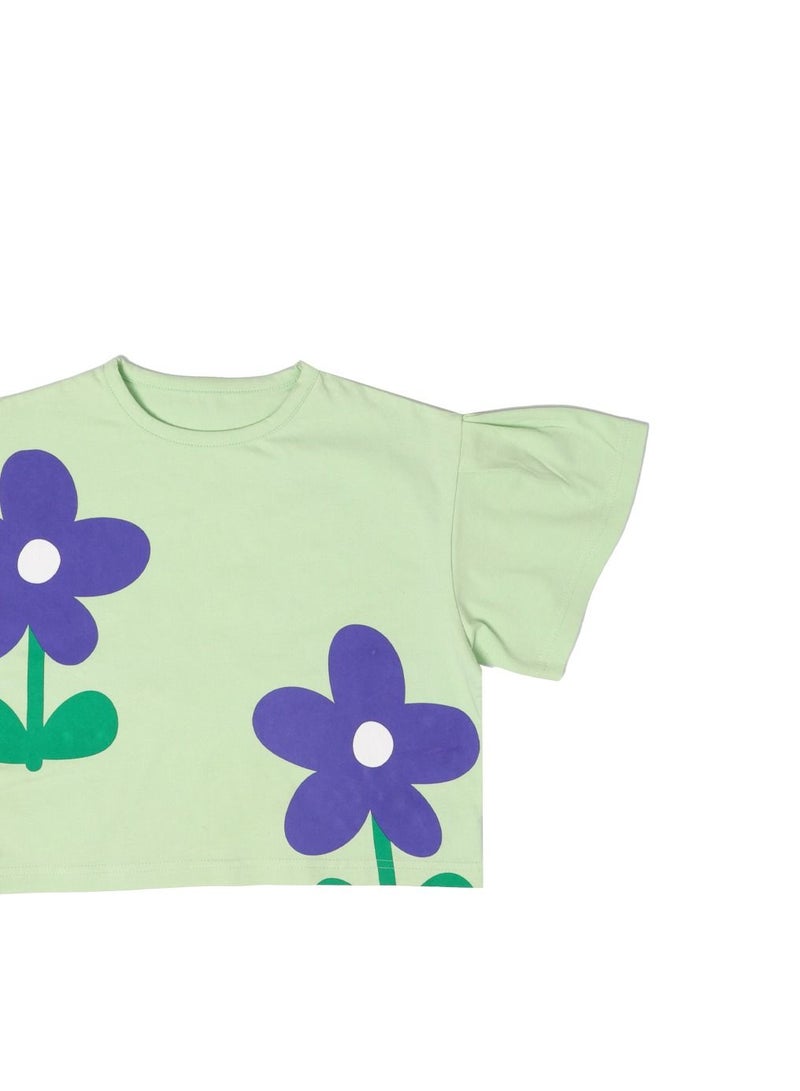 AIKO - Girls T-Shirt and Skirt Floral Pattern Set 11-12Years - Image 2