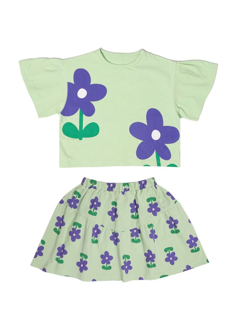 AIKO - Girls T-Shirt and Skirt Floral Pattern Set 11-12Years - Image 1
