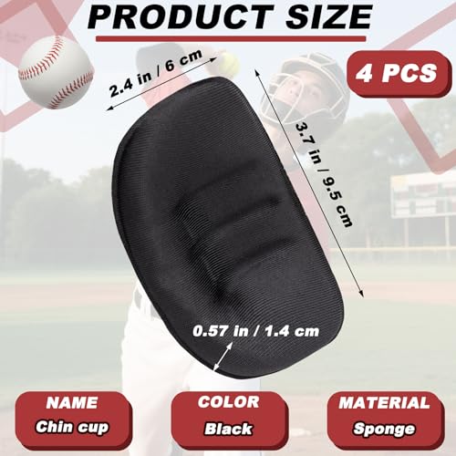 LhyBtm 4 Pcs Softball Fielder's Face Cover Chin Cup Protective Catchers Replacement Face Defense Chin Cup, Baseball Pitchers Helmet Padding for Softball Fielder's Men Women Teensm - Image 2