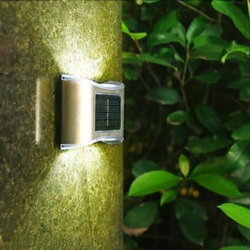 GIGAWATTS 6 LED Solar Wall Light Outdoor Sustainable Lighting Energy Efficient Stainless Steel Sconce Versatile Placement for Courtyard Garden Corridor (Pack of 4) - Image 5