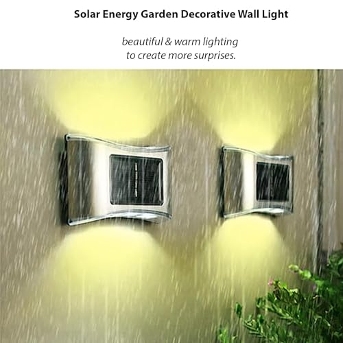 GIGAWATTS 6 LED Solar Wall Light Outdoor Sustainable Lighting Energy Efficient Stainless Steel Sconce Versatile Placement for Courtyard Garden Corridor (Pack of 4) - Image 4