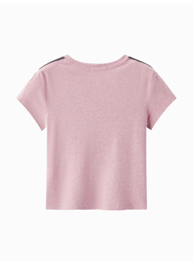 سيمير تيشيرت كاجوال بطباعة أمامية وتفاصيل على الأكتاف للنساء - Image 2