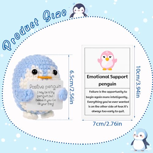lasuroa Funny Positive Penguin, 2.56 Inch Knitted Emotional Support Penguin Toy with Positive Card Creative Cute Woolen Positive Penguin Crochet Doll Gift for Friends Encouragement Party Decoration - Image 2