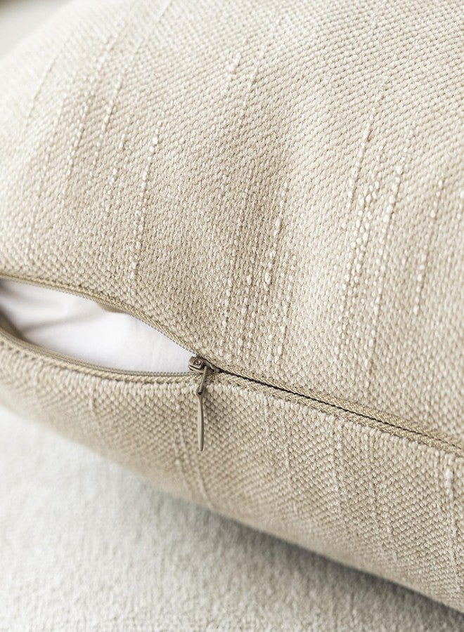 Foindtower Pack of 2 Soft Textured Chenille Throw Decorative Pillow Covers Lumbar Accent Solid Cushion Cover Cozy Neutral Farmhouse Pillow Case for Couch Sofa Bedroom Living Room 12x20 Inch, Beige - Image 4