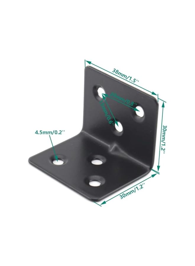 The Bros 12Pcs Black Stainless Steel Shelf Bracket,L Shelf Bracket Stainless Steel Corner Brace, Black Heavy Duty Joint Right Angle Bracket for Wood Furniture Shelves Table Cabinet Drawer Chair(38x30x30 mm)  - Image 2