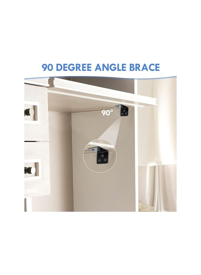 The Bros 12Pcs Black Stainless Steel Shelf Bracket,L Shelf Bracket Stainless Steel Corner Brace, Black Heavy Duty Joint Right Angle Bracket for Wood Furniture Shelves Table Cabinet Drawer Chair(38x30x30 mm)  - Image 4