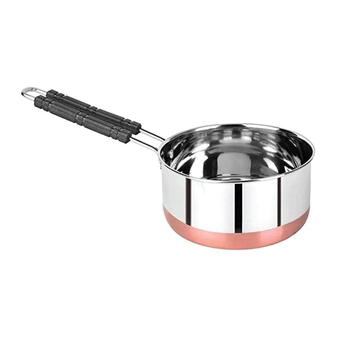 BPE Stainless Steel Copper Base Saucepan(Multi Color Handle)/Tea Pan, (Induction Cookware),Stainless Steel Plain Milk Pan/Sauce Pan/Tea Pan/Flat Base Tapeli (1 Litre) - Image 1