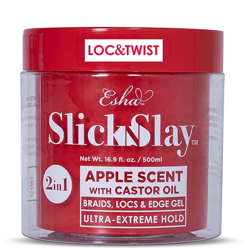 ESHA Esha Slick N Slay Braiding Gel  3in1 Ultra Extreme Hold Hydrating Conditioning Shining Gel for Hair  Fast Dry Locking Gel for Locs Twists Braids Apple 17 Oz 