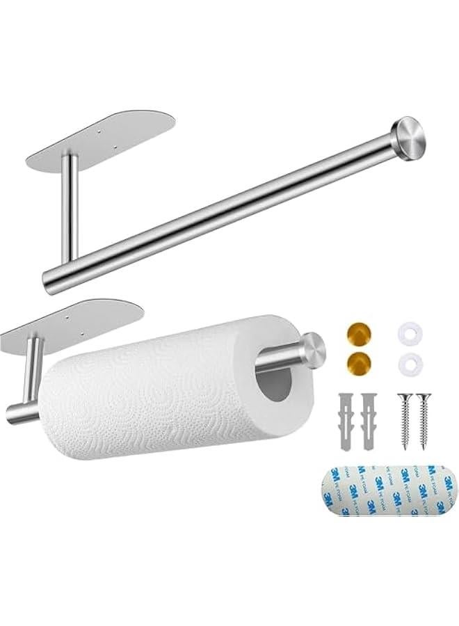 HOOKOR tissue racks under cabinets, black tissue racks under cabinets with adhesive and screws, stainless steel self-adhesive tissue strips, suitable for kitchen, pantry, sink，2pack - Image 1