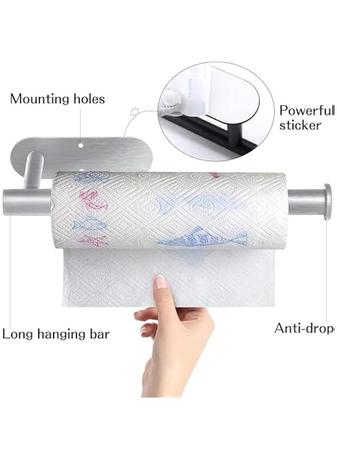 HOOKOR tissue racks under cabinets, black tissue racks under cabinets with adhesive and screws, stainless steel self-adhesive tissue strips, suitable for kitchen, pantry, sink，2pack - Image 5