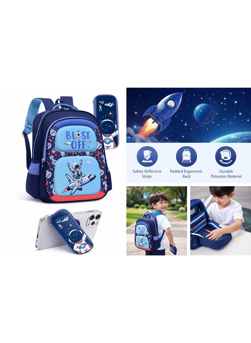 S-Quality Astronaut Kids School Set – Space Adventure Design with Pencil Case, Large Capacity Organizer for Boys & Girls - Image 2