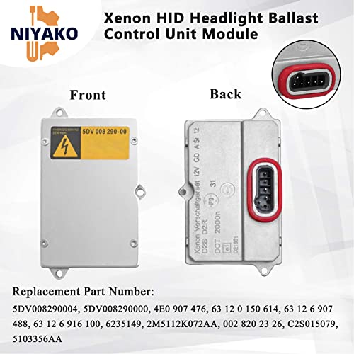Niyako Xenon HID Ballast Headlight Control Unit Module Replacement# 𝟓𝐃𝐕𝟎𝟎𝟖𝟐𝟗𝟎𝟎𝟎 𝟓𝐃𝐕 𝟎𝟎𝟖 𝟐𝟗𝟎-𝟎𝟎 Fit 2002-2008 A6 A8 S 6 E60 E5 W164 Jaguar Land Rover Mercedes - Image 4