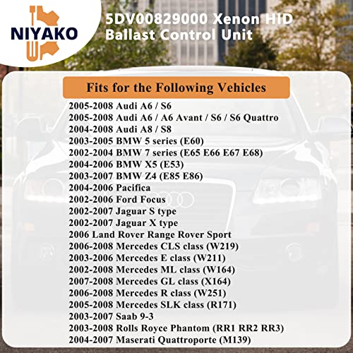 Niyako Xenon HID Ballast Headlight Control Unit Module Replacement# 𝟓𝐃𝐕𝟎𝟎𝟖𝟐𝟗𝟎𝟎𝟎 𝟓𝐃𝐕 𝟎𝟎𝟖 𝟐𝟗𝟎-𝟎𝟎 Fit 2002-2008 A6 A8 S 6 E60 E5 W164 Jaguar Land Rover Mercedes - Image 3