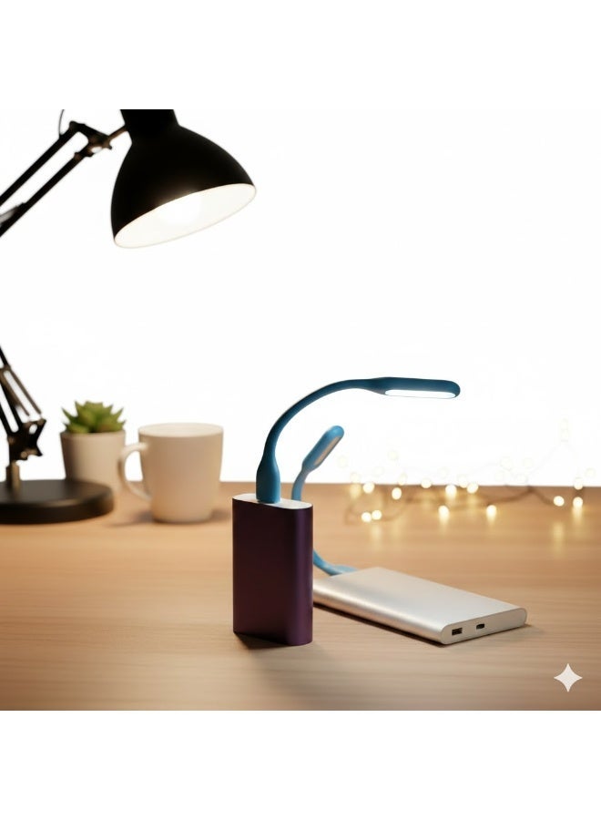مصباح LED ساطع صغيرلمبة USB محمولة للاستخدام الليلي لأجهزة اللاب توب قطعتين  - إضاءة ليد صغيرة موفرة للطاقة بسطوع قابل للتعديل وعنق مرن للقراءة والمكاتب ولوحات المفاتيح متعدد الالوان - Image 1