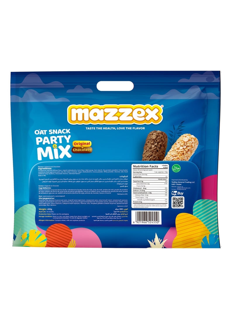 Mazzex Oat Snack Party Mix 400g (40 Bars) | Original & Chocolate Oat Bars | Healthy Snack, Low Sugar, High-Fiber Energy & Breakfast Bar | Whole Grain Ready-to-Eat Treat for Kids & Adults - Image 2