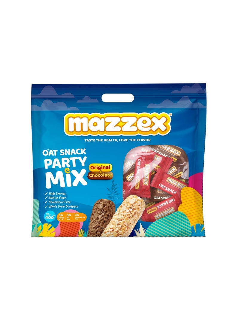 Mazzex Oat Snack Party Mix 400g (40 Bars) | Original & Chocolate Oat Bars | Healthy Snack, Low Sugar, High-Fiber Energy & Breakfast Bar | Whole Grain Ready-to-Eat Treat for Kids & Adults - Image 1