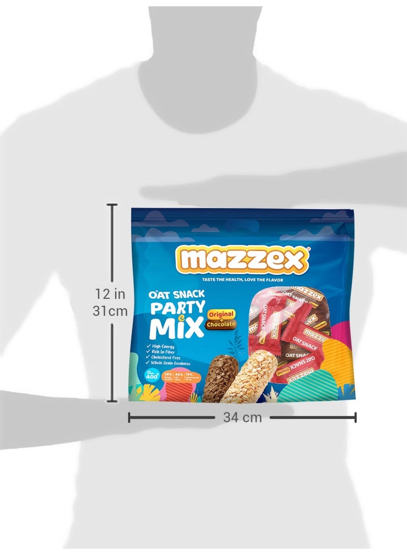 Mazzex Oat Snack Party Mix 400g (40 Bars) | Original & Chocolate Oat Bars | Healthy Snack, Low Sugar, High-Fiber Energy & Breakfast Bar | Whole Grain Ready-to-Eat Treat for Kids & Adults - Image 4