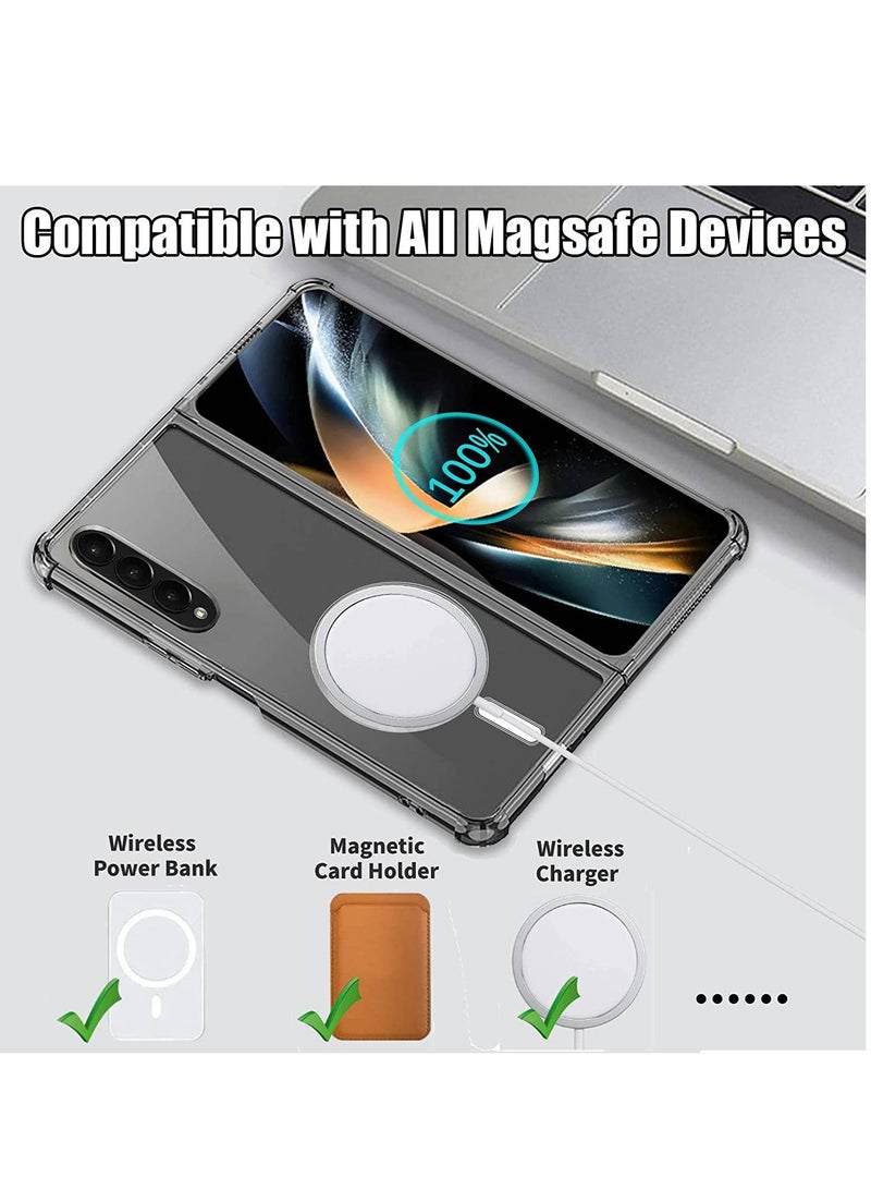 Magsafe Anti-Yellow Slim Transparent 4 Cornor Shockproof Thin Cover for Samsung Galaxy Z Fold 4 2022 Support Wireless Charger - Image 2