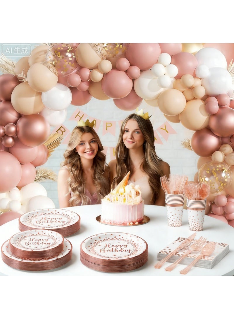 مجموعة متكاملة وأنيقة لحفلات أعياد الميلاد، وفر 25%: طقم أدوات مائدة لـ 10 أشخاص + طقم قوس بالونات مكون من 136 قطعة - Image 4