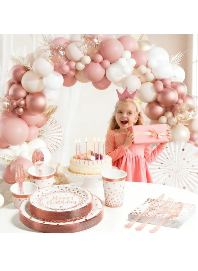 مجموعة متكاملة وأنيقة لحفلات أعياد الميلاد، وفر 25%: طقم أدوات مائدة لـ 10 أشخاص + طقم قوس بالونات مكون من 136 قطعة - Image 2