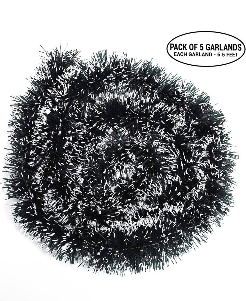 Make a Wish اجعل أمنية - مجموعة من 5 زينة عيد الميلاد لتزيين المنزل، باب، طاولة الطعام، جدار، شجرة عيد الميلاد، خيوط معلقة، زينة عيد الميلاد (أسود وأبيض) - عناصر زينة عيد الميلاد للمنزل، 180 سم - Image 2