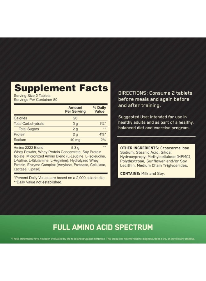 Optimum Nutrition Superior Amino 2222 Tablets 160'S